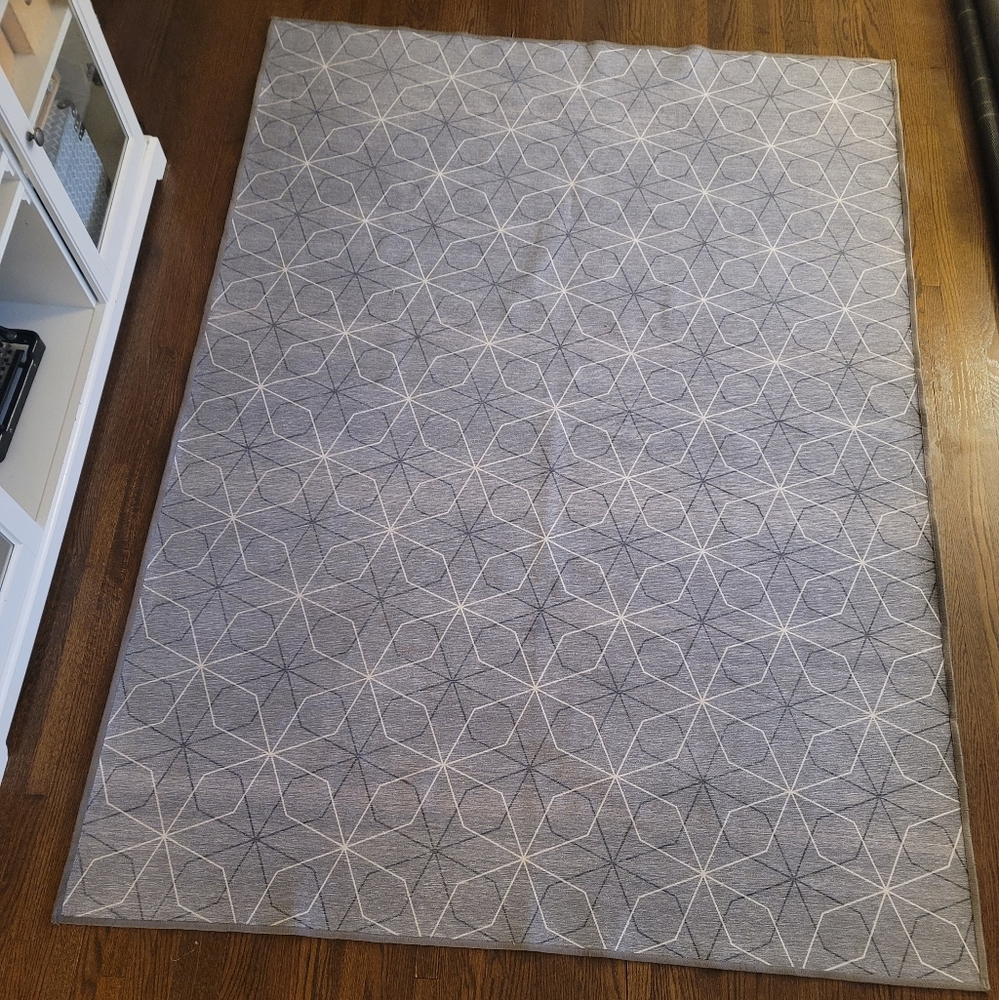 COVER ONLY Ruggable Gray Area Rug Cover Geometric Patterned  5x7